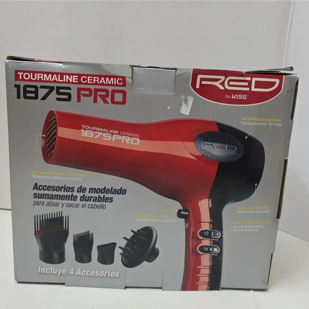KISS 1875 Watt Pro Tourmaline Ceramic Styling Edition Hair Dryer, 5 Pieces